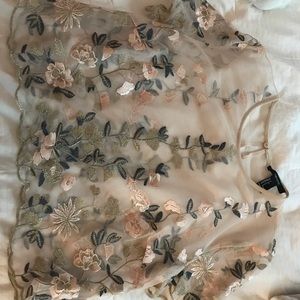 Forever 21 Mesh Embroidered Shirt